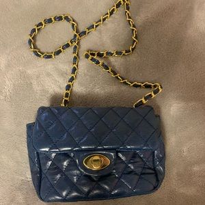 Navy Patent Quilted Purse